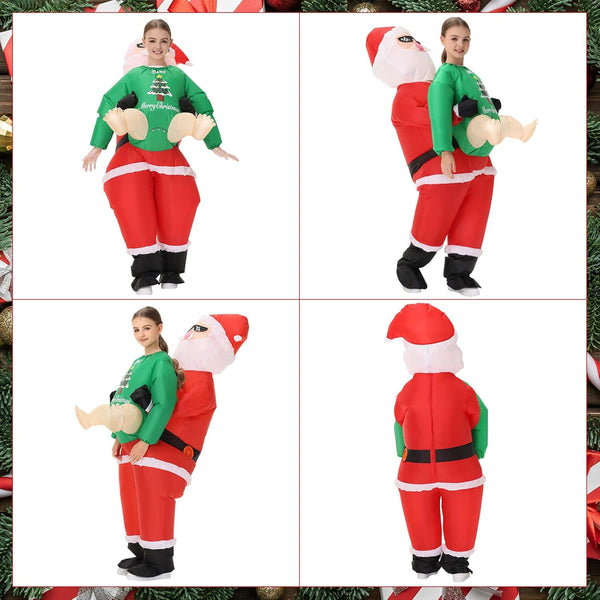 Poptrend Inflatable Santa Costume for Adult Kids, Christmas Inflatable Blow up Claus Costume Cosplay Party Halloween Christmas Suit Xmas Costume Fancy Dress