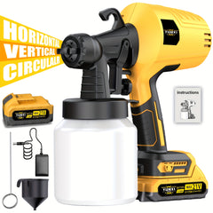High Pressure and Low Flow HVLP Spray Gun, Suitable for Indoor and Outdoor Walls, Wood, Fences, Decks, Furniture - Including Adjustable Spray Mode and Ergonomic Design, Simple, Portable and Wireless, Suitable for Family Christmas Gifts.
