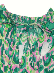 Spring/Summer Vacation Women'S Sleeveless Bohemian Style Fringed Tie-Up Printed Dress