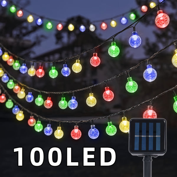 1pc 16.33/22.9/39.3ft (4.98/6.98/11.98m) 20/50/100 LED Bubble Globe Fairy Lights, Outdoor Solar String Lights, Ipx4, 1.7cm Ball, Button Control, for Summer Garden Patio Yard Trees Wedding Birthday Party
