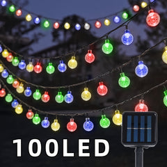 1pc 16.33/22.9/39.3ft (4.98/6.98/11.98m) 20/50/100 LED Bubble Globe Fairy Lights, Outdoor Solar String Lights, Ipx4, 1.7cm Ball, Button Control, for Summer Garden Patio Yard Trees Wedding Birthday Party