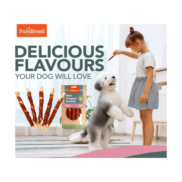 Meat Wrapped Rawhide Dog Treats - Duck Chews for Dogs, High-Protein and Low-Fat, Promotes Healthy Teeth, Great for Training, Rewards, Chewing Satisfaction, and Long-Lasting Enjoyment