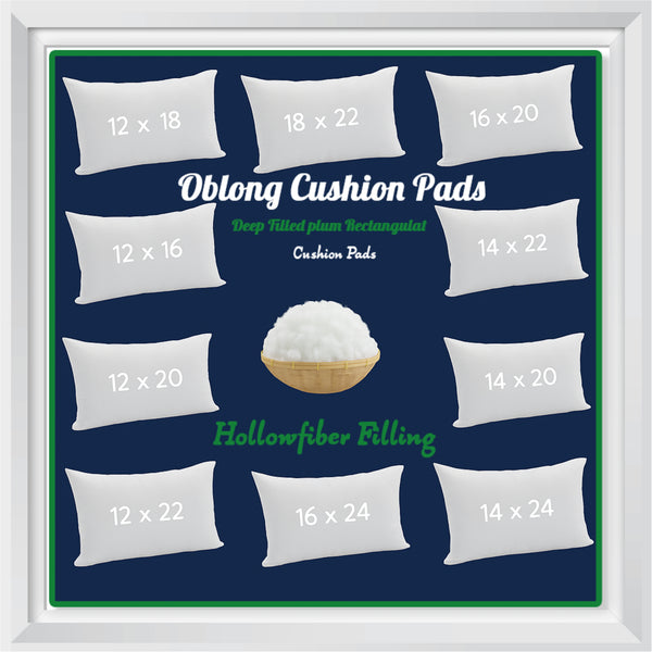 Oblong Cushion Pads Rectangular Shape Deep Fill Inner Insert Hollowfiber Cushions
