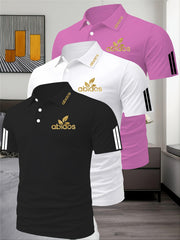 Three-Piece Summer Men'S Polo Shirt, Top, Running, Sports, Gym Breathable, Quick-Dry, Business, Casual, Vacation Polo Shirt, Fashionable Short-Sleeve Golf Shirt