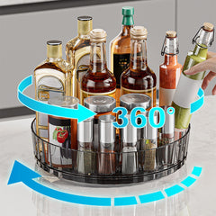 Non-Slip Rotating Storage Rack 1 Pack, Lazy Susan Organizer for Kitchen Spice Rack and Cosmetic Storage, Multi-functional Design for Cupboard Bedroom Bathroom Living Room Use, Complete Worktop Organizer Solution