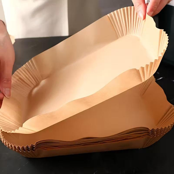 52/102/202pcs Pre-Cut Air Fryer Liners - 22x14cm, Suitable for Dual Basket Fryers, Heat-Resistant Disposable Rectangle Sheets, Bulk Value Pack for Home and Commercial Use, Air Fryer Accessories, Easy-Clean Pads, Durable Kitchenware.