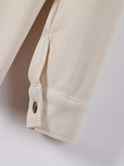 Men's Two-Piece Set, Autumn-Winter Casual Fashion Beach Dual Pocket Turn Collar Long Sleeve Shirt + Trousers Outfit for Fall/Winter Hawaiian Vacation