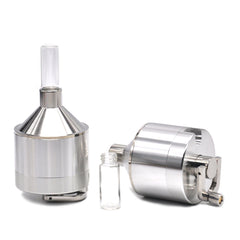Metal Powder Hand Spice Mill Funnel Food Container Kitchen Tools Herb Grinder Hand Crusher with Glass Snuff Bottle