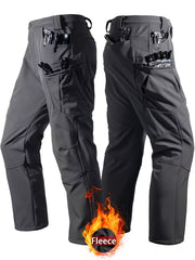 Men's -Lined Tactical Cargo Pants for Winter, New Multi-Functional Pockets, Softshell Stretch Warm Fabric, Windproof, Durable, Tear-Resistant, Suitable for Middle-Aged and Elderly, Outdoor Hiking, Travel, Snowy Weather, No Belt