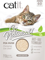 Catit Go Natural Unscented Pea Husk Clumping Cat Litter, Deodorising, 99.9% Dust-Free, Fast Clumping Cat Litter, Plant-Based Litter for Cats & Kittens, 5.6Kg