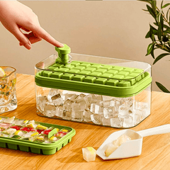 Ice Cube Tray with Lid and Bin, 56pcs Ice Cube Mold, 2 Trays & Ice Scoop, BPA