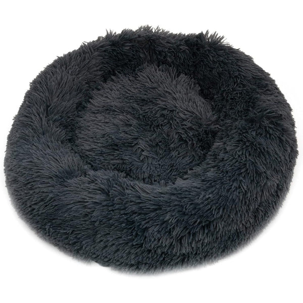 40/50/60/70cm Round Plush Donut Dog/Cat Bed Cuddler Pet Cushion Self-Warming Bed Washable Dog Bed with Non-Slip and Waterproof Bottom Calming Dog Bed