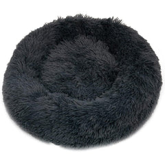 40/50/60/70cm Round Plush Donut Dog/Cat Bed Cuddler Pet Cushion Self-Warming Bed Washable Dog Bed with Non-Slip and Waterproof Bottom Calming Dog Bed