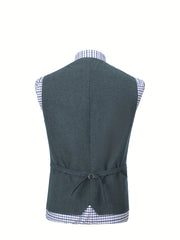 Men'S Vest Wool Blend Herringbone Vintage Men'S Fashion Vest, Groom Best Man Formal Wedding Party Casual Vest