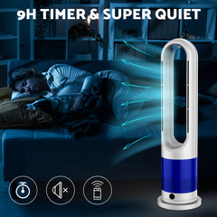 Bladeless Tower Fan for Bedroom Home Office, Quiet Oscillating Cooling Fan with Remote Control, 8 Speeds Pedestal Fan, 80° Wide Angle Air Circulator, 8H Timer LED Display, Safe for Kids And Pets