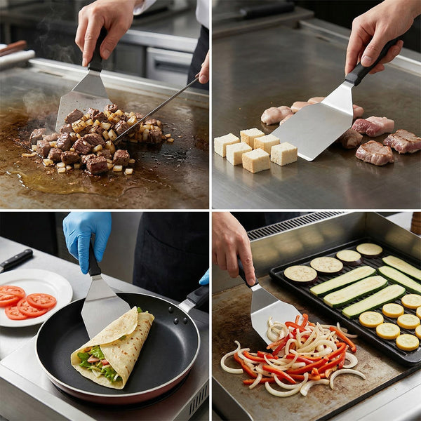 Smash Burger Press Kit for Griddle – 5-Piece Flat Top Grill Accessories Set with Burger Press, 12-Inch Melting Dome, Large Griddle Spatula