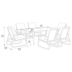 Tilham 7 Piece Cushioned Sling Dining Patio Set + Cover