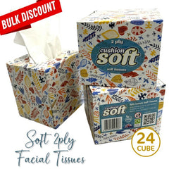 Cushion Soft 2-Ply Facial Tissues 24 Pack 100 Sheets per Box Regular Cube