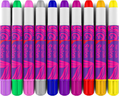 Desire Deluxe Hair Chalk Gift for Girls - 10 Temporary Non-Toxic Easy Washable Hair Dye Colourful, Metallic, Glitter Pens - Great Games Birthday Girls