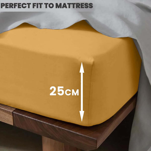 1pc 25cm Extra Deep Fitted Sheet – Solid Color Hotel-Quality Bedsheet, Ultra-Soft & Brushed Microfiber Bedding Sheet, Machine Washable, Single, Double, King, & Super King Sizes Available
