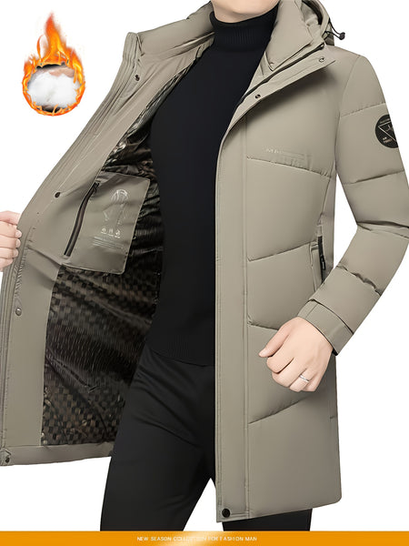 Pearson OBM Men's Long Hooded Windproof Thermal Insulated Padded Coat
