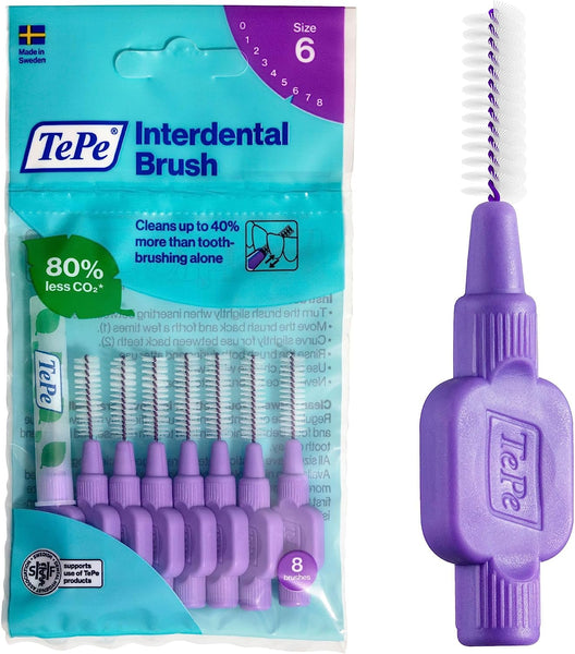 Tepe Interdental Brush, Original, Yellow, 0.7Mm/Iso 4, 8Pcs, Efficient Cleaning between Teeth, Plaque Remover and Dental Flosser for Small Gaps