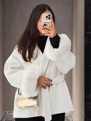 New Autumn/Winter Sophisticated Style Tie-Strap Coat for Women, Elegant and High-End, Overcoat