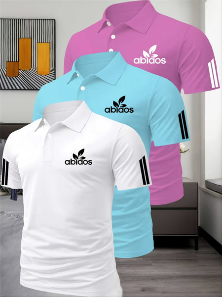 Three-Piece Summer Men'S Polo Shirt, Top, Running, Sports, Gym Breathable, Quick-Dry, Business, Casual, Vacation Polo Shirt, Fashionable Short-Sleeve Golf Shirt