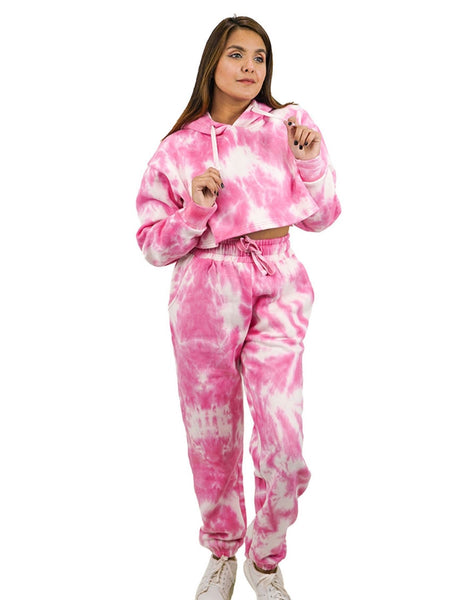 RUFEDGE Women’s Tie Dye Tracksuit Set | Ladies Joggers and Long Sleeve Crop Hoodie | Two-Piece Outfit