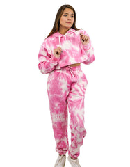 RUFEDGE Women’s Tie Dye Tracksuit Set | Ladies Joggers and Long Sleeve Crop Hoodie | Two-Piece Outfit