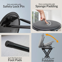 Standard Folding Stool – Durable & Compact Seating Solution Foldable Lightweight Portable - Available in Black or White
