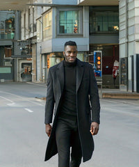 New Autumn/Winter Tweed Overcoat for Men, Long Length, Painted Finish, Warm and Thickened Tweed Outerwear, Men's Casual Wool Blend Jacket Trench Coat