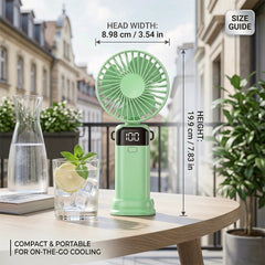 1 Foldable 3-in-1 Handheld Fan with LED Digital Display and 5 Adjustable Wind Speeds, Portable USB Rechargeable Fan with 90° Angle Adjustment and Whisper-Quiet Operation for Outdoor Travel Office and Daily Use