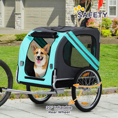 Pawhut Pet Bicycle Trailer Dog Cat Bike Carrier Water Resistant Green Outdoor