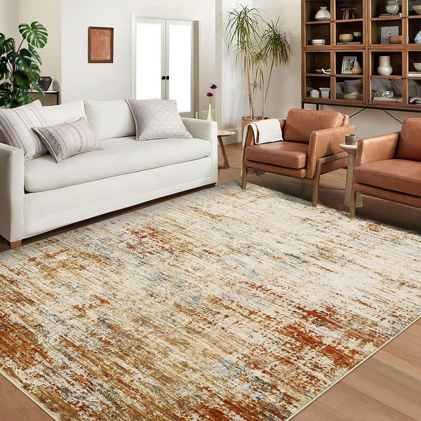 Contemporary Abstract Area Rug, Machine Washable And Non-Shedding, Soft Low Pile Design for Kitchen, Living Room, Hallway, And Laundry Room