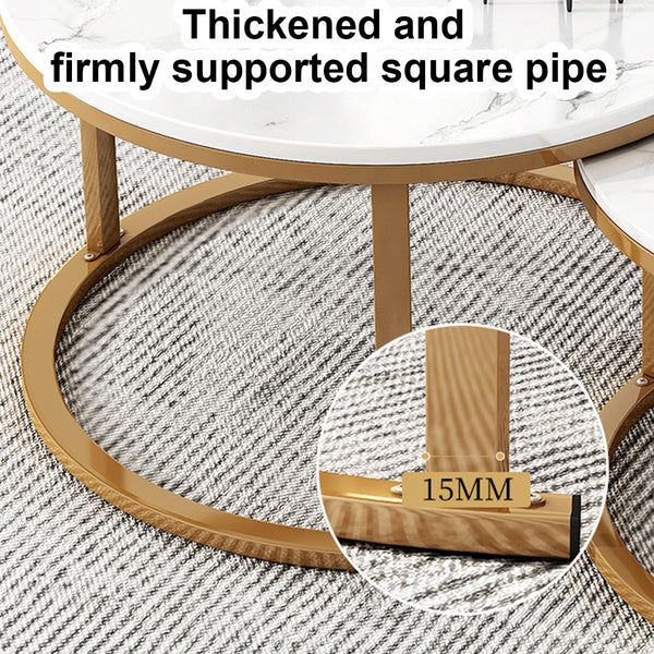 Nesting Coffee Tables Set of 2 Round Stacking Sofa Side Tables for Living Room