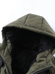 Winter Plush Jacket Thick Warm Jacket Hooded Jacket Casual Outdoor Jacket Solid Color Zipper with Plush Thickening