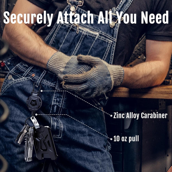 MNGARISTA Retractable Badge Holder, Heavy Duty Carabiner Keychain, Tactical ID Card Holder with 31.5