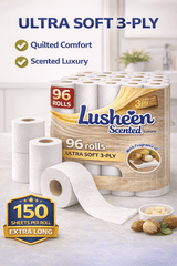 96 Rolls Toilet Tissue – 3 Ply – Extra Long 150 Sheets – Soft & Strong Bulk Pack – Long Lasting Family Size
