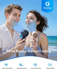 Gaiatop Powerful Handheld Fan Rechargeable, High Speed 100-Level Turbo Cooling, Portable Pocket Small Hand Fan, Summer Outdoor Travel Essentials, Dad Gifts for Men Women, Navy Blue