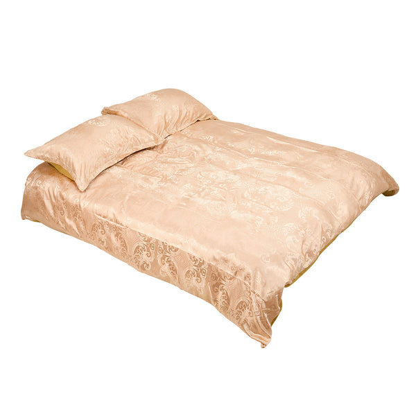 Luxury European Style Satin Jacquard Duvet Cover Three-Piece Set Single/Double/King/Super King Size, Soft Comfortable Floral Pattern Bedding Set, Machine Washable, Zipper Closure, High-Quality Quilt Cover Set for All-season Use, Bedroom, Hotel, Guest Room