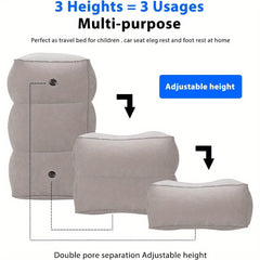 Inflatable Foot Rest Pillow for Plane 3 Layers Adjustable Heights Leg Rest Cushion Airplane Travel Essentials Multifunctional Airplane Foot Rest for Office Home Travel