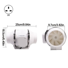 100mm Inline Extractor Fan, 220m3h Airflow Low Noise Ventilation Fan for Bathroom Shower Ceiling Loft, Duct Exhaust Fan with Ball Bearing Motor, 35W Vent Fan