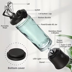 1pc, 20oz Portable Blender with USB Rechargeable Battery, Fresh Juice, Compact Design for On-the-Go Nutrition