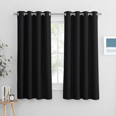 PONY DANCE Grey Blackout Thermal Insulated Curtains for Bedroom, 46 X 54 Inch Short Eyelet Curtains & Drapes, Soft Black Out 2 Panels for Window Living Room/Kitchen