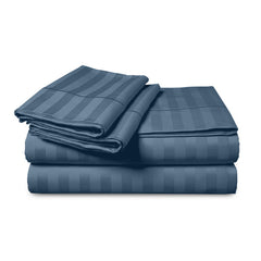 1pc Extra Deep Striped Fitted Sheet 40cm – Soft & Comfortable Microfiber Bedding, Breathable & Smooth, Machine Washable Bed Sheet Suitable for Bedroom