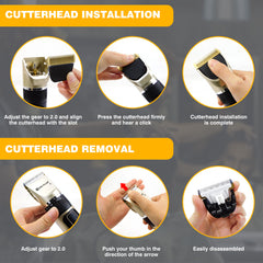 Hair Clippers, 5-Speed Low Noise Portable Dog Clippers for Grooming, Professional Cordless Rechargeable Electric Ceramic Blades, Cordless Electric Haircut Kit with 4 Guide Combs, Hair Trimmer for Men/Dogs/Cats/Pets