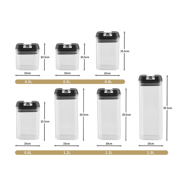 7pcs Sealed Candy Jars with Lids, Kitchen Food Storage Box Set, Stackable Pantry Organiser Jars for Cereal Flour, Sugar, Fridge Parts Kitchen Accessories