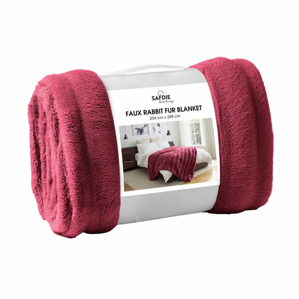 Safdie Faux Rabbit Fur Blanket in 3 Colours, 234 X 249 Cm