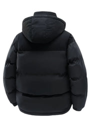 Men's Thick Winter Jacket - Warm Windproof Hooded Coat, Polyester Filled for Cold Weather, Outdoor Activities - Suitable for Teens and Adults, Seasonal Layering, Casual Outerwear, Comfortable and Warm